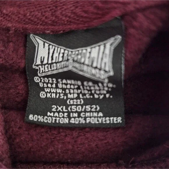 Hello Kitty My Hero Academia Hoodie 2XL Sanrio Anime Burgundy Otaku Streetwear - Picture 8 of 14